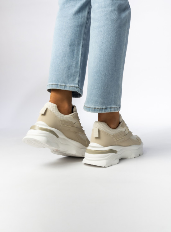 Béžové tenisky na vysoké podrážce FLORA