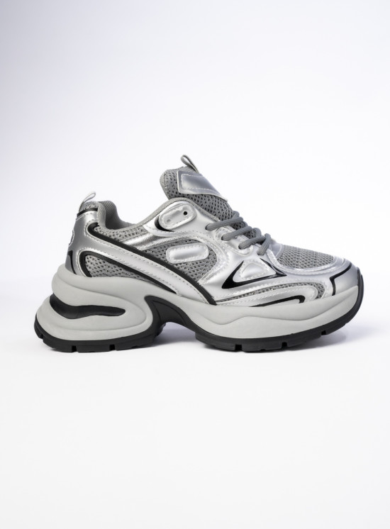 Dámské tenisky ve sportovním střihu šedá/stříbrná