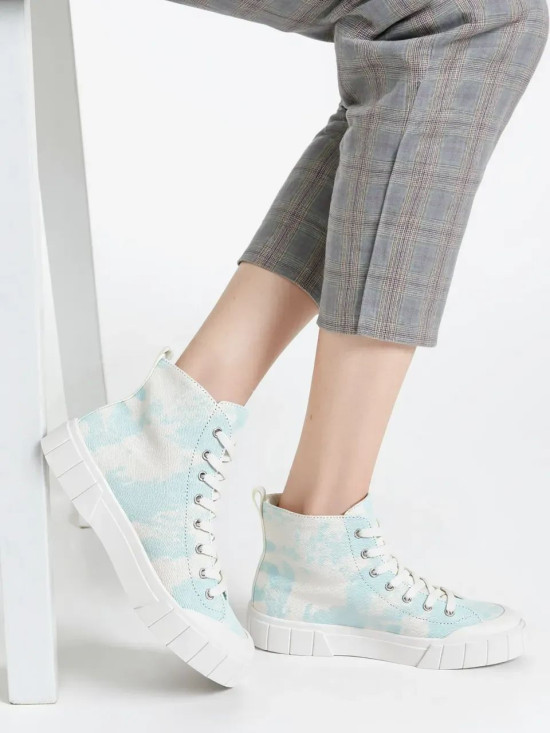 Vzorované plátěné tenisky modré