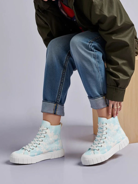 Vzorované plátěné tenisky modré