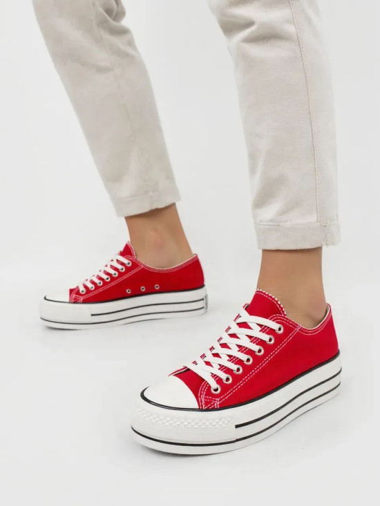 Klasické plátěné tenisky na platformě NEMIA červené