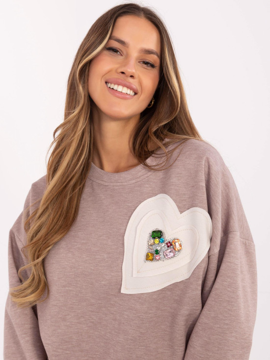 Stylová béžová mikina s dlouhým rukávem