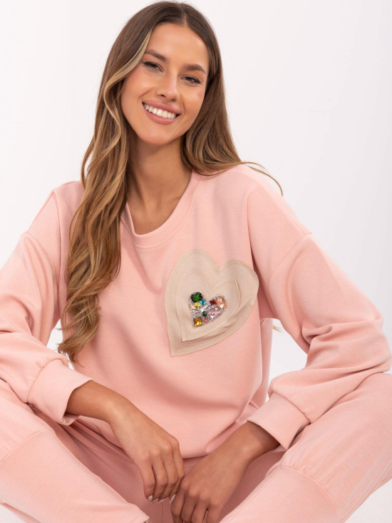 Stylová dámská mikina v broskvové barvě