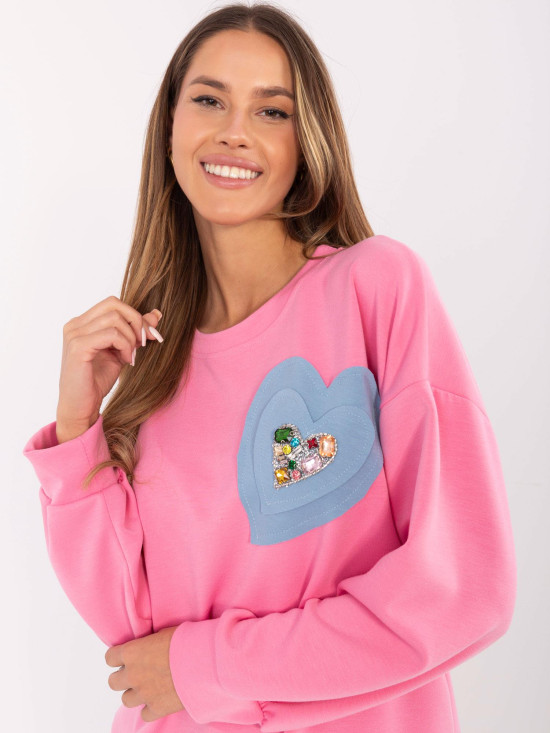 Růžová mikina s dlouhým rukávem