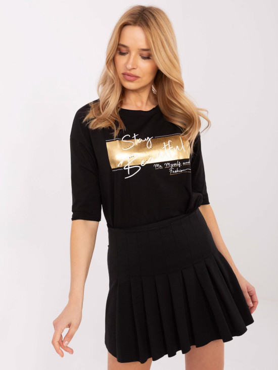 Stylová černá blůza s 3/4 rukávem