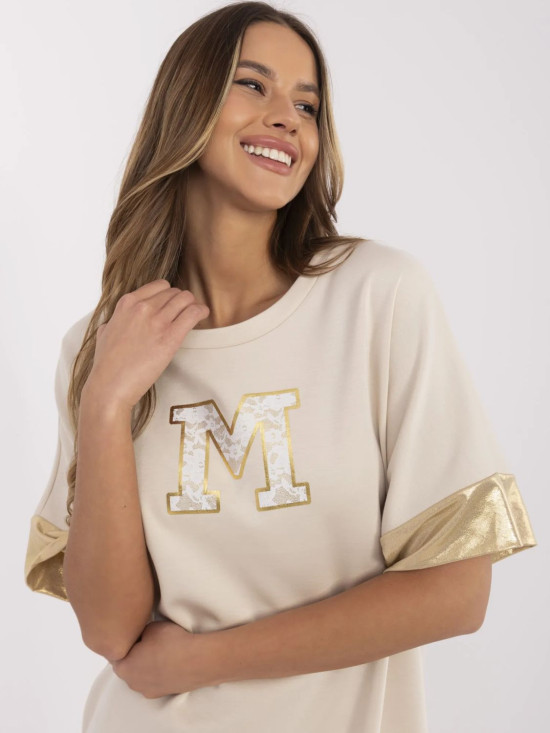 Béžové oversize šaty s krátkým rukávem