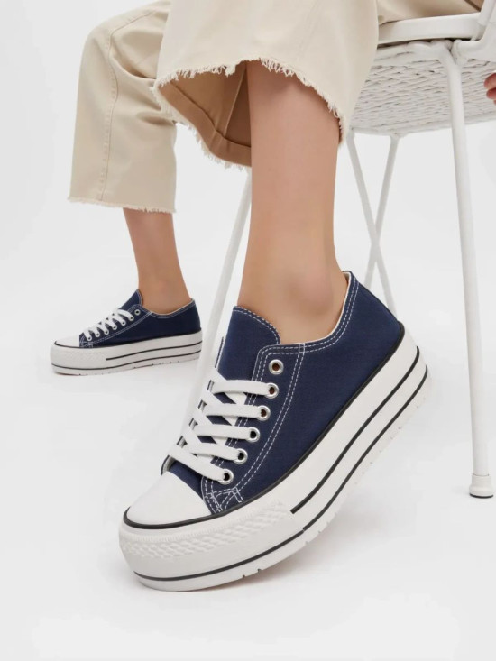 Klasické plátěné tenisky na platformě NEMIA tmavě modré