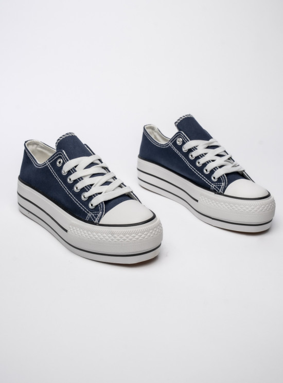 Klasické plátěné tenisky na platformě NEMIA tmavě modré