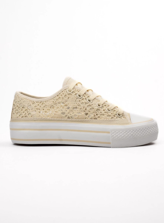 Béžové tenisky s krajkou ROMANCE