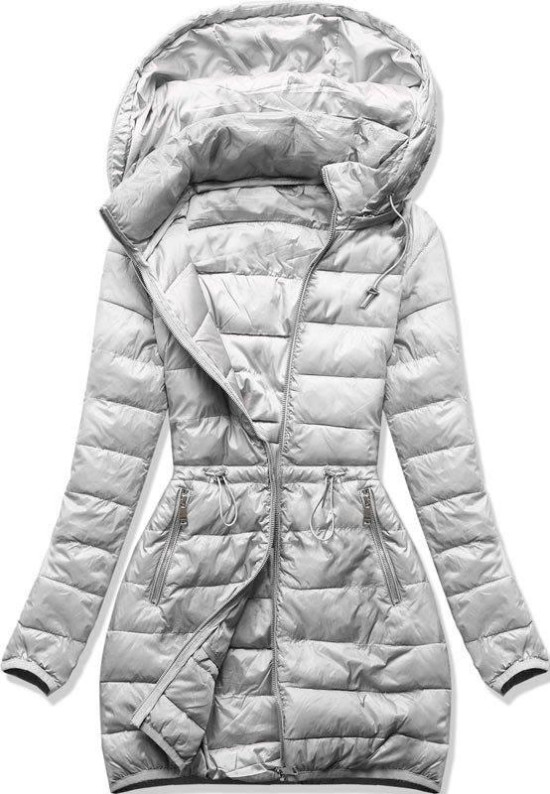 Šedá prošívaná podzimní bunda