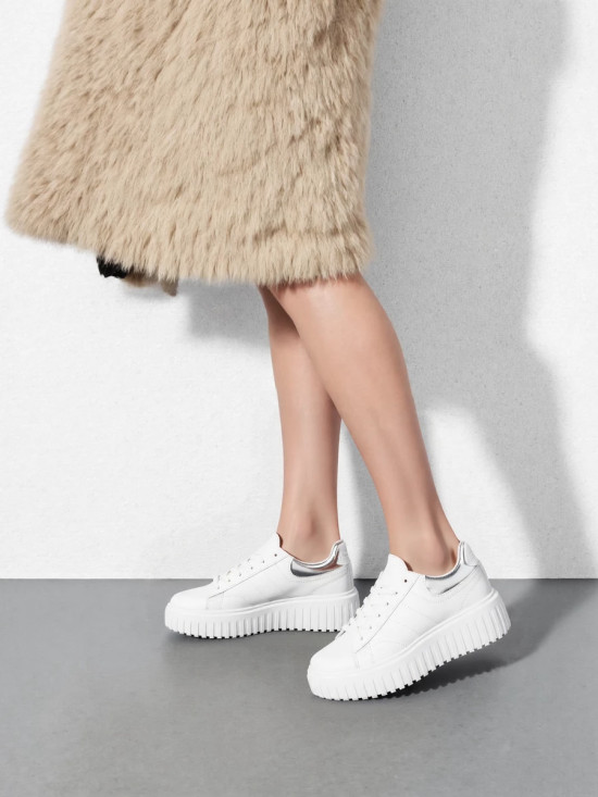 Tenisky na vysoké platformě ROWEN bílá/stříbrná