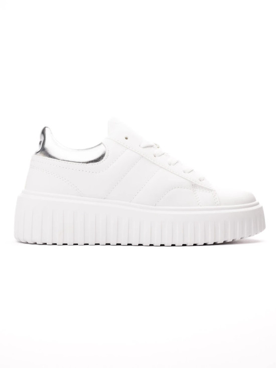 Tenisky na vysoké platformě ROWEN bílá/stříbrná