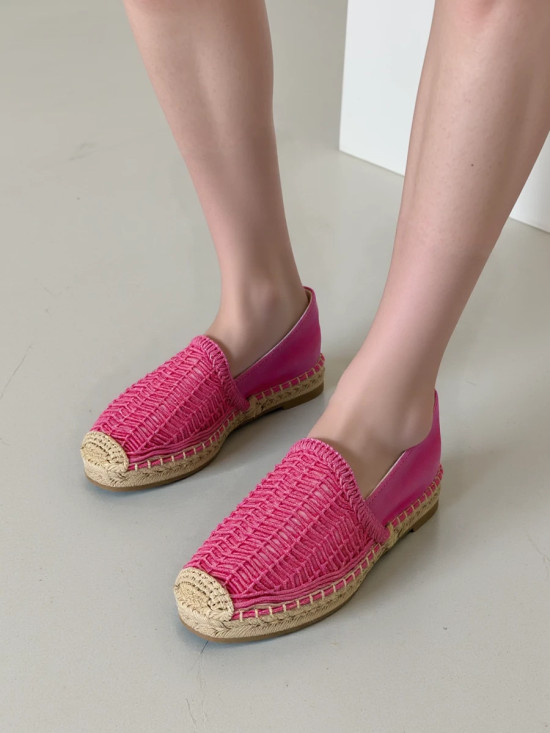 Růžové macramé espadrilky