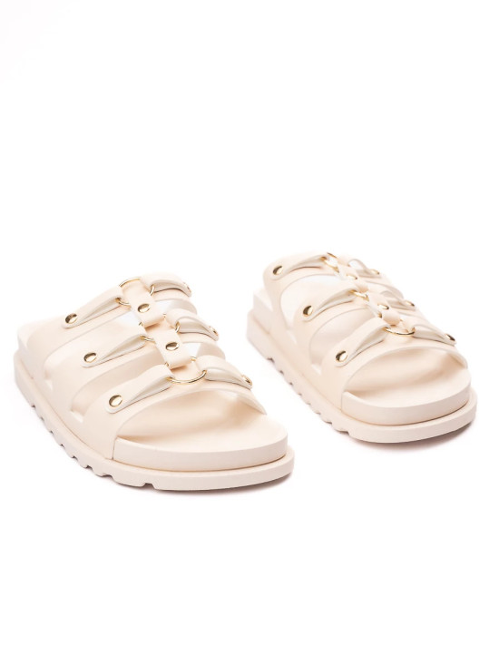 Béžové pantofle s druky ROCK