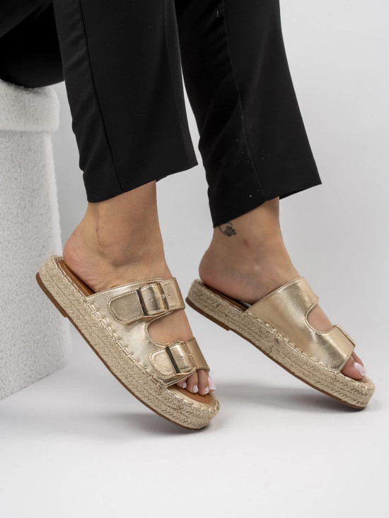 Zlaté etno pantofle SAVANNAH