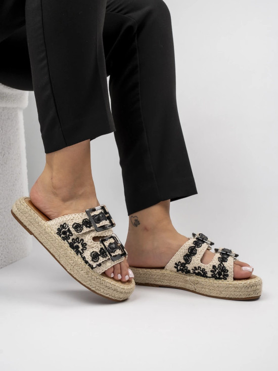Černé etno pantofle SAVANNAH