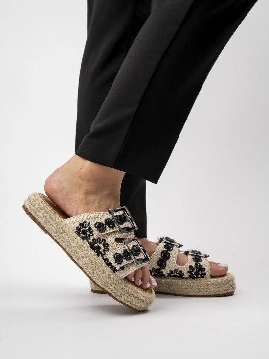 Černé etno pantofle SAVANNAH