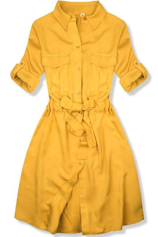 Žluté košilové šaty