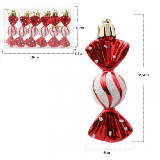 Vánoční ozdoby - bonbony 6 ks