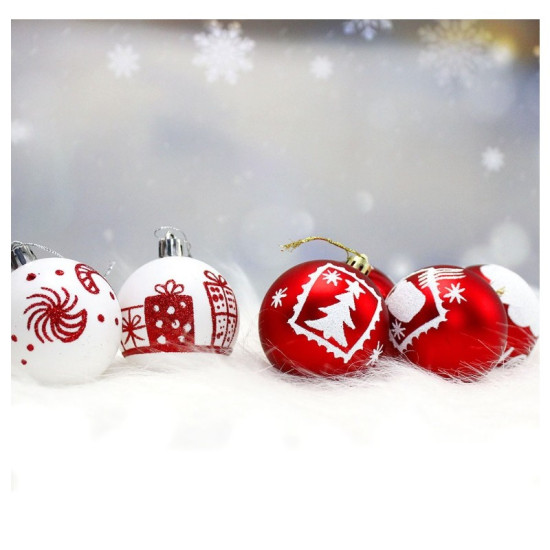Vánoční ozdoby bílá/červená 16 ks