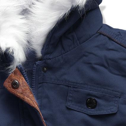 Tmavě modrá krátká zimní parka