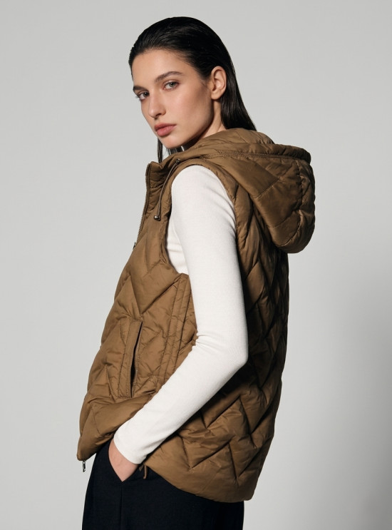 Čokoládově hnědá prodloužená vesta