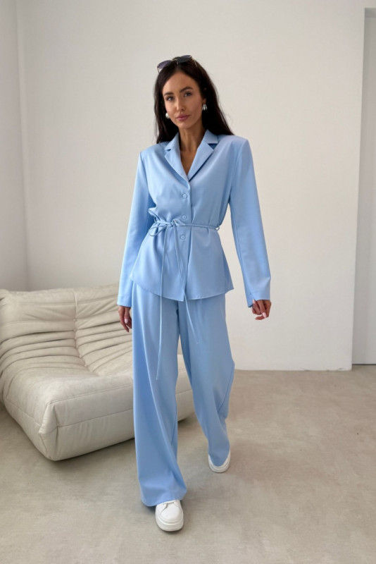 Světle modré elegantní široké kalhoty