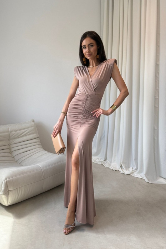 Noelia – maxi šaty v barvě moka