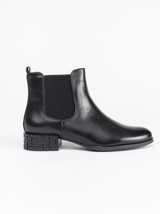 Černé kotníkové boty s ozdobným podpatkem Sergio Leone