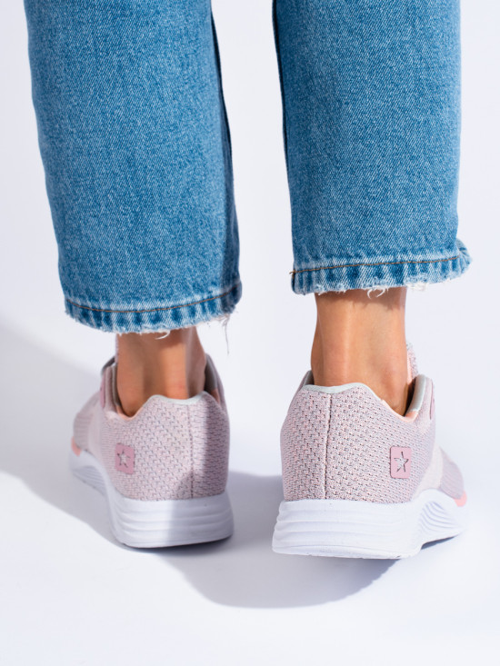 Dámské sportovní tenisky s šněrováním ve světle růžové