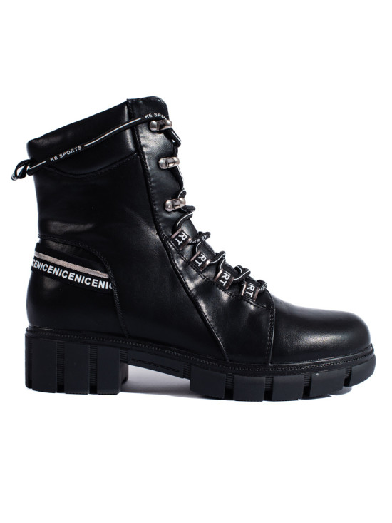 Černé kotníkové kozačky na šněrování LIVIA