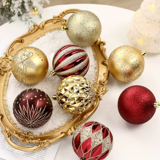 Ozdoby na stromeček zlatá/bordó, 8 cm, 16 kusů