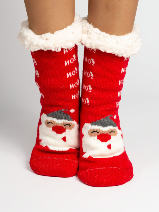 Dámské teplé ponožky SANTA červené