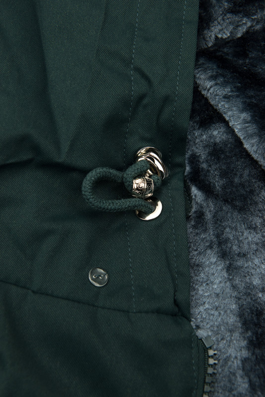 Zelená-šedá zimní parka