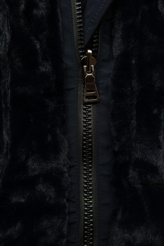 Tmavě modrá oboustranná zimní parka