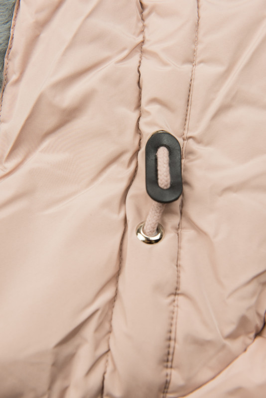 Pudrově růžová zimní bunda s květinovou podšívkou
