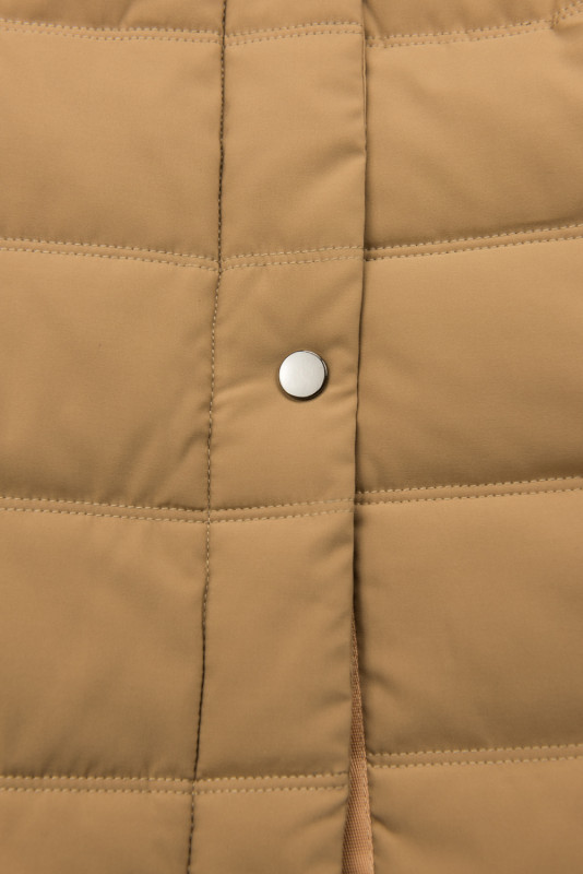 Camel hnědá zimní bunda s plyšem a kožešinou