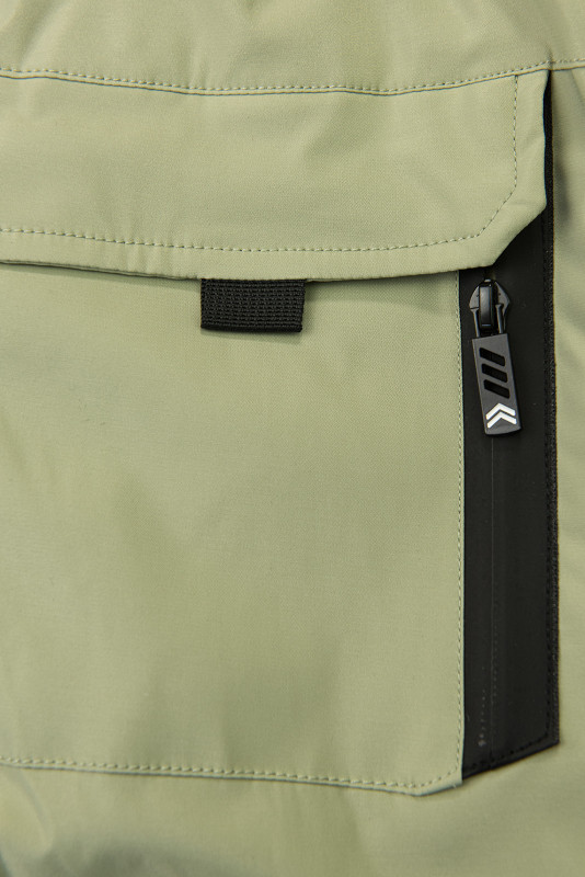 Chlapecká zimní bunda s kožešinou pistáciově zelená