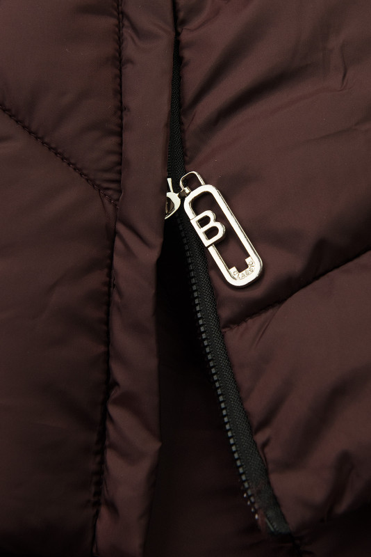 Prodloužená dámská zimní bunda burgundy