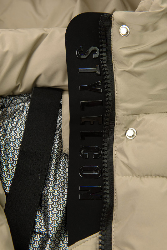 Dámská zimní bunda s kapucí, béžová