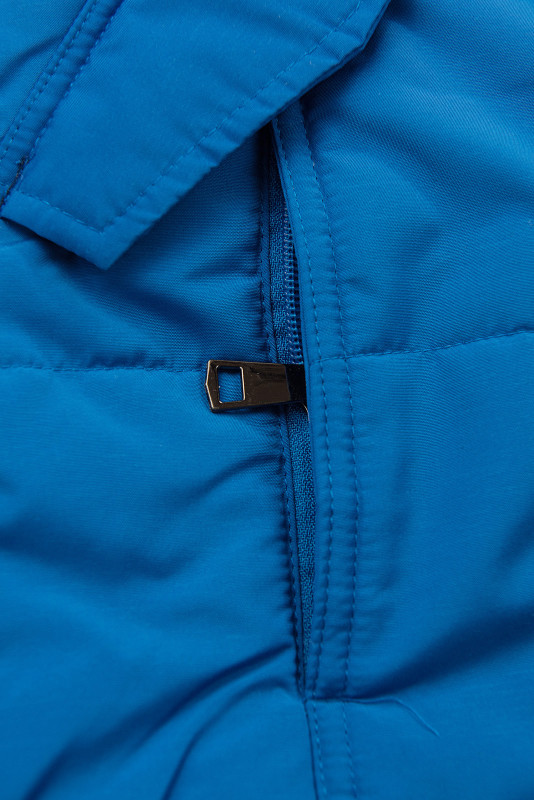 Kobaltově modrá zimní bunda s šedým plyšem