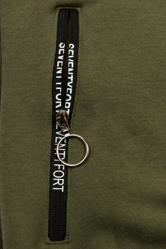 Khaki mikina ve sportovním designu