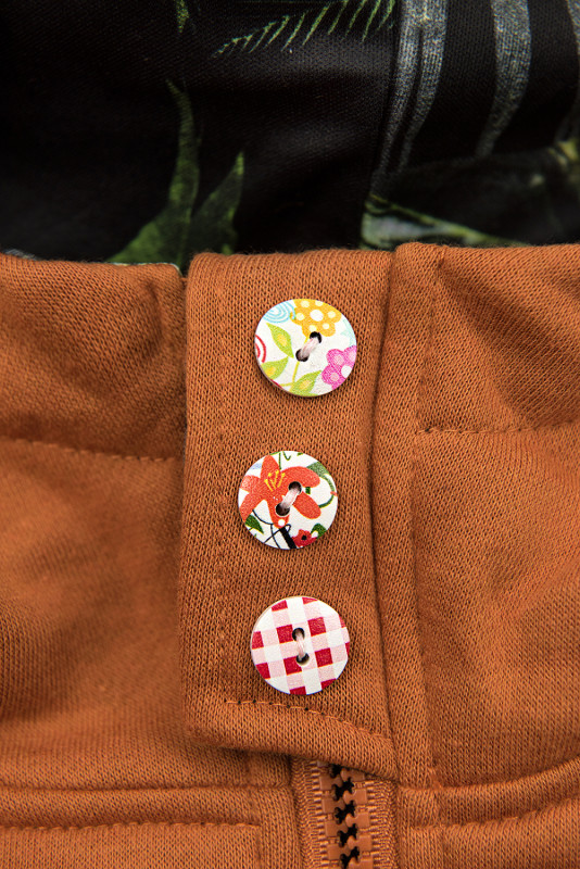 Terakota mikina s květinovým futrem v kapuci