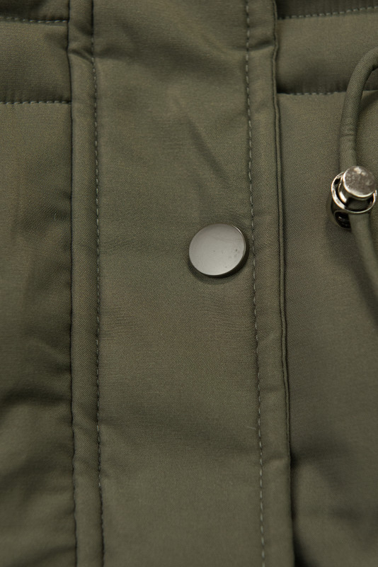 Zimní bunda s odepínací umělou kožešinou tmavě zelená