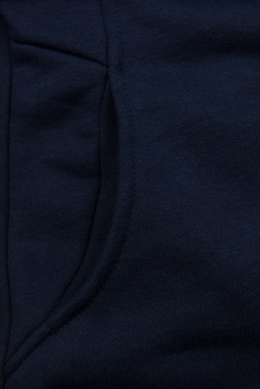 Tmavě modrá mikina s květinovým futrem v kapuci