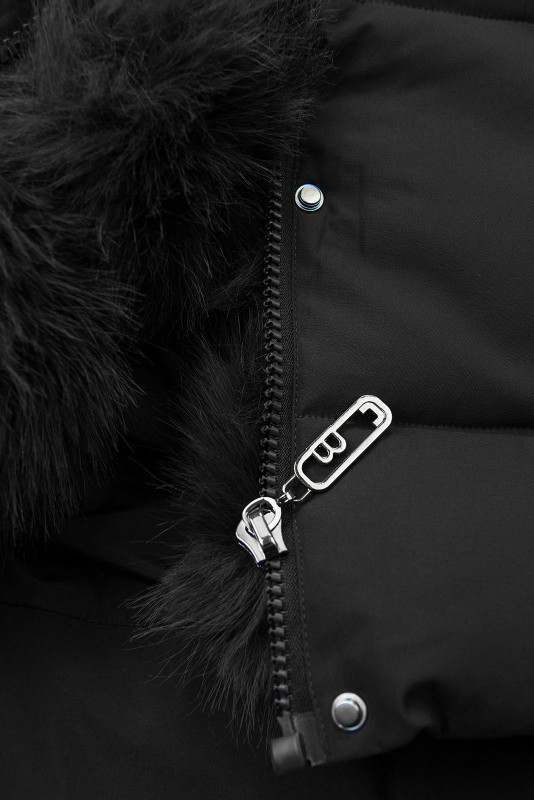 Zimní bunda s odepínací umělou kožešinou černá