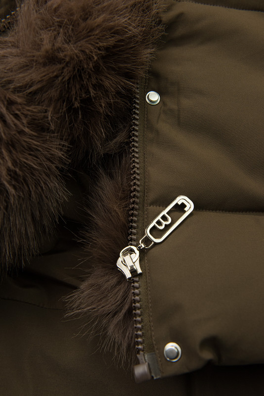 Zimní bunda s odepínací umělou kožešinou hnědá