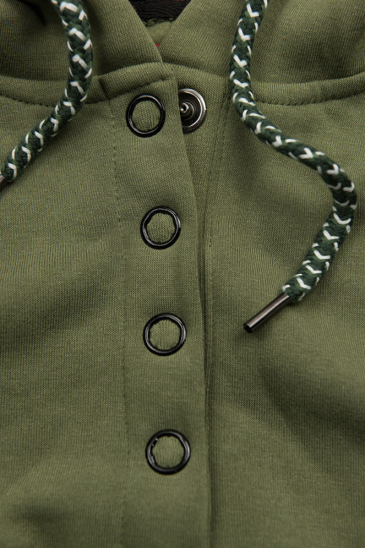 Khaki prodloužená mikina ve slim střihu