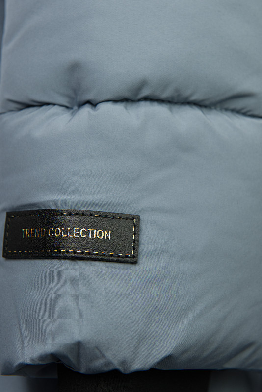 Ocelově modrá dámská zimní bunda s kapucí