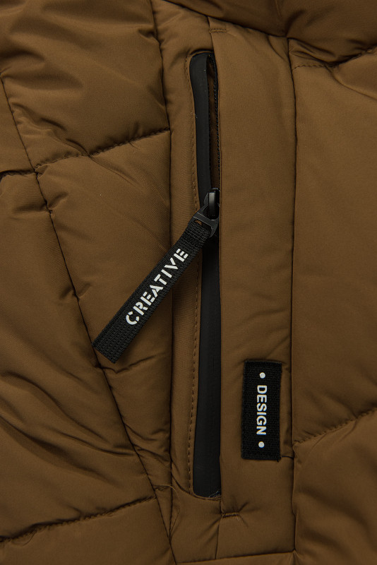 Chlapecká zimní bunda s kapucí, hnědá